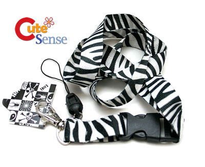 Zebra Black& White Animal  Key/ID Lanyard