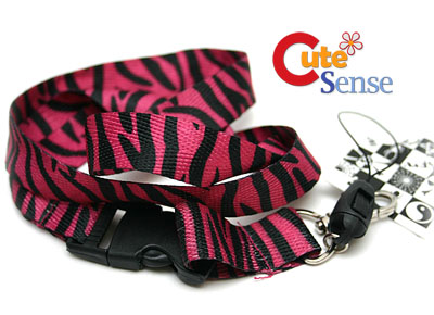 Zebra Black& Pink Animal  Key/ID Lanyard