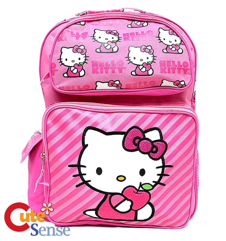 Hello Kitty School Backpack Bag Sanrio-pink Stripe 16