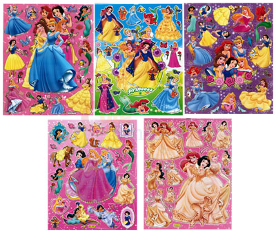 Disney Princess Removable Wall Window Stickers Set (5 Sheets)