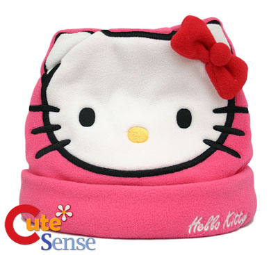  Kitty  on Hello Kitty Pink Fleece Plush Beanie Hat At Cutesense Com