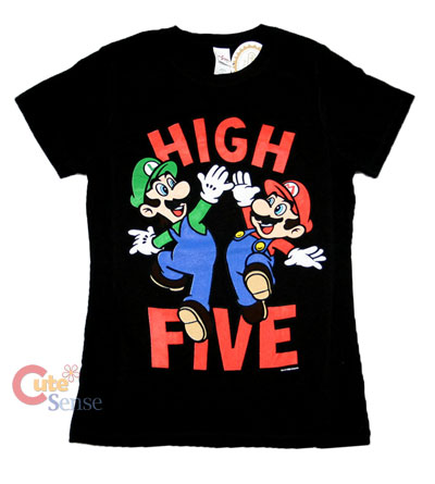 Nintendo Super Mario High Five Girls  T-Shirt :  Size- M