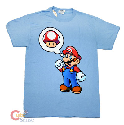 Nintendo Super Mario T-Shirt Thought Mushroom Game Men's Tee:  Size-M