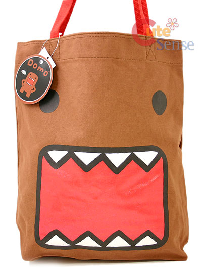 Domo  Kun Big Face Canvas Tote bag Brown Shoulder Bag