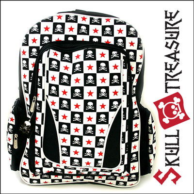 Skull Crossbones Red Stars Backpack