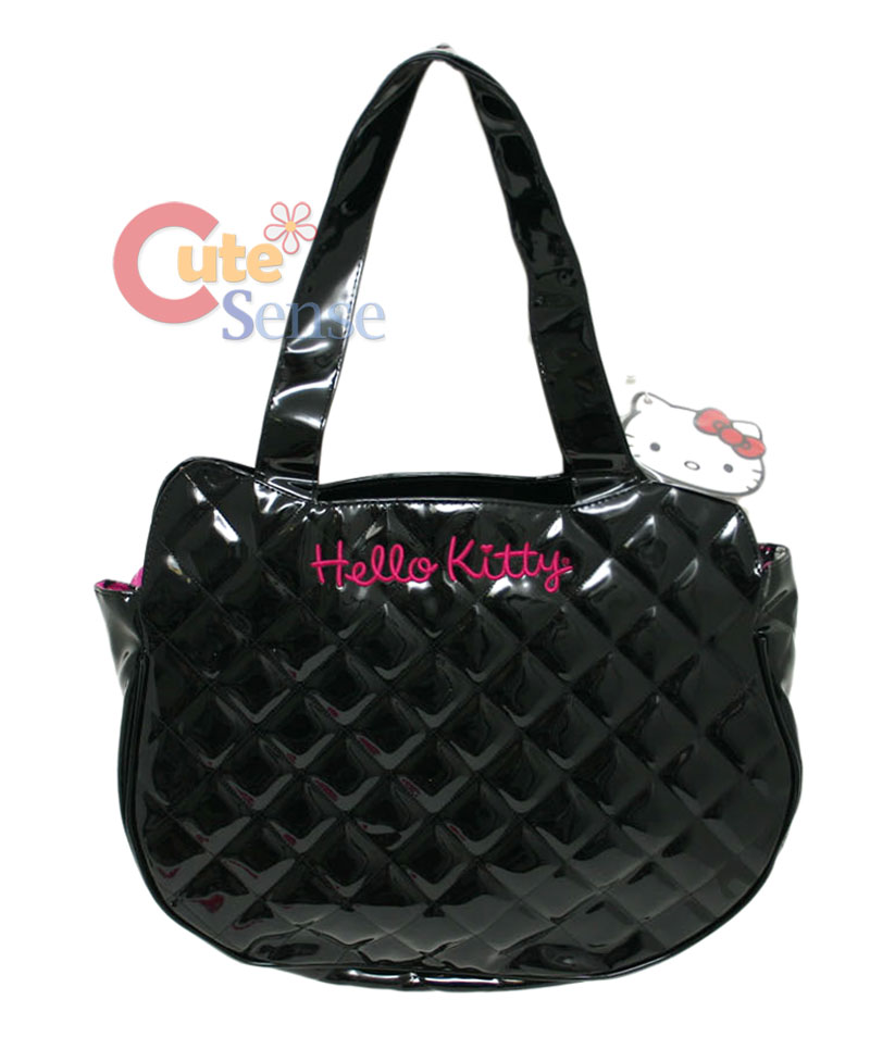 Sanrio Hello Kitty Black Quilted Face Tote Bag 3d Bow Loungefly