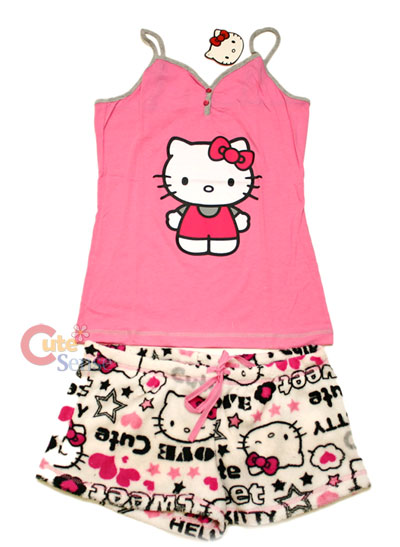  Kitty Pyjamas on Sanrio Hello Kitty Sleepwear Tank Top Fleece Pants Pw   Ebay