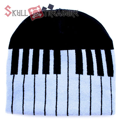 Musician Piano Keyboard Beanie :Black & Gray