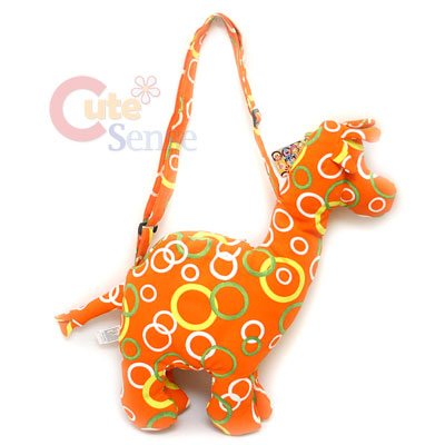 Large Giraffe Cotton Plush Shoulder/Cross Bag : Orange Mordern Dots