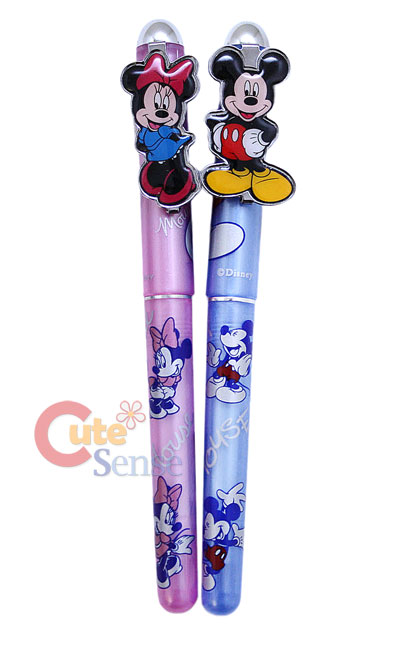 Disney Mickey & Minnie Mouse Metal Clip Pen Set : Baby Pink & Blue