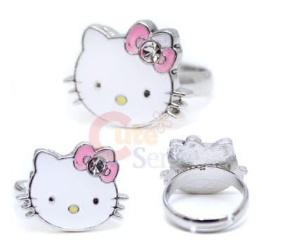  Kitty Rings on Sanrio Hello Kitty Face Ring   Free Size At Cutesense Com