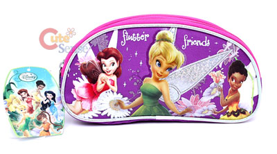 Disney TinkerBell Fairies Pencil Case, Cosmetic Bag :Pink- Violet