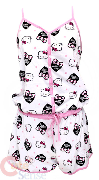 Sanrio Hello kitty SleepWear Hole In One w/Pants :White -M