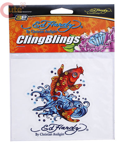 Ed Hardy Koi Cling Decal Sticker with Stone