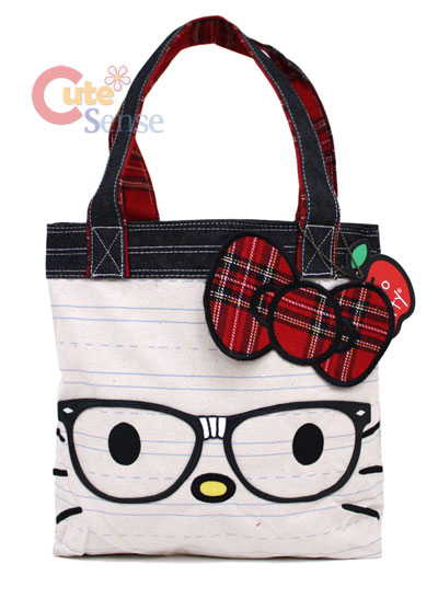 Bags  Kitty on Sanrio Hello Kitty Nerd Face Tote Bag   Canvas Shoulder   Ebay