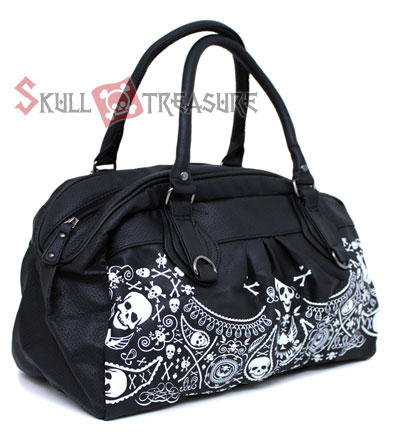 Handbag Satchel on Loungefly Black Sugar Skull Bandana Handbag Satchel At Cutesense Com