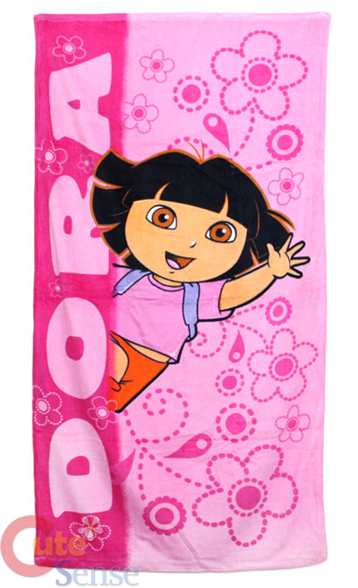 Dora The Explorer Dora Beach  Bath Towel -Pink Flowers