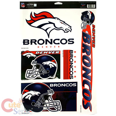 NFL Denver Broncos Window Clings Decal Sheet 11x17 - 5 Logos