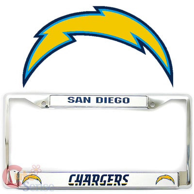 NFL San Diego Chargers Metal Chrome License Plate Frame