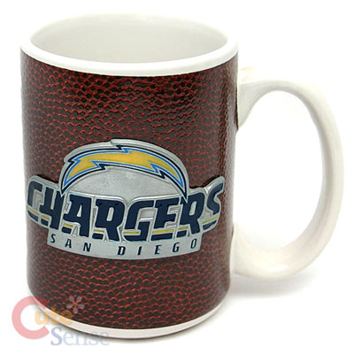 NFL San Diego Chargers Collectible Mug Cup w/Metal Logo Plate