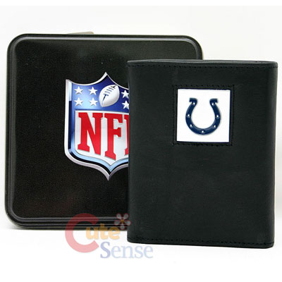 NFL Indianapolis Colts Leather Tri-Fold Wallet w/Tin Case