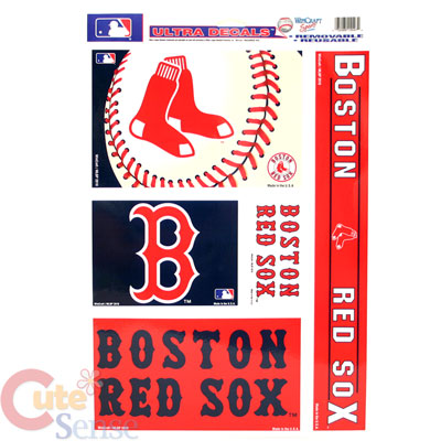 MLB Boston Red Sox Window Clings Decal Sheet -5 Logo 11x17