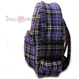 purple checkered backpack