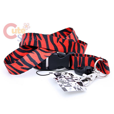 Zebra Black& Red Animal  Key/ID Lanyard