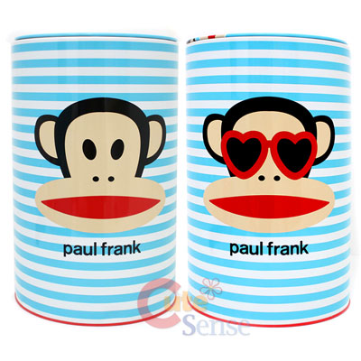 Paul Frank Tin Trash Can Set w/ Top -4pc Blue