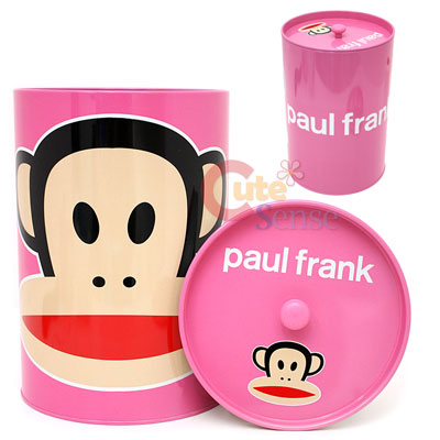 Paul Frank Tin Trash Can Set w/ Top -4pc Pink