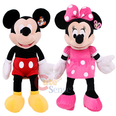 Disney Mickey & Minnie Mouse Plush Figure Doll Set - Jumbo 26in