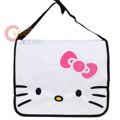  Kitty Plush  on Sanrio Hello Kitty School Messenger Bag   Plush Face W Pink Bow At