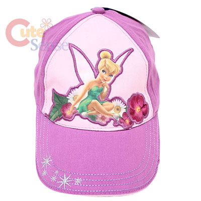 Disney Tinkebell Flowers Baseball Cap Purple Pink Hat