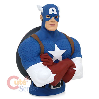 Marvel Hero Captain America Bust Figure Coin Bank