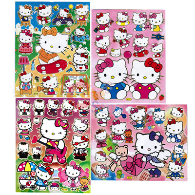 Hello Kitty Stickers Set 4 Sheets Wall  Window Stickers