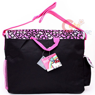 Pink  Kitty  on Sanrio Hello Kitty School Messenger Bag   Black Pink Bows At Cutesense