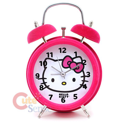  Kitty Clock on Sanrio Hello Kitty Twin Bell Alarm Clock Table Watch Pink Velvet