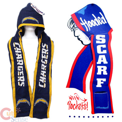 NFL San Diego Chargers Hooded Knit Scarf w/Pocket