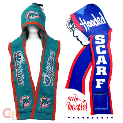 NFL Miami Dolphins Hooded Knit Scarf w/Pocket