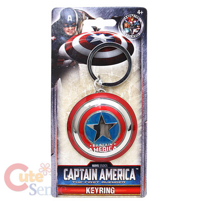 Marvel Captain America's Shield Key Chain 3D Pewter Metal