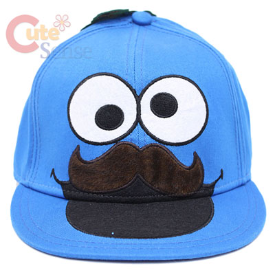 Sesame Street Cookie Monster Mustache Flex Fit Hat Men's Hat