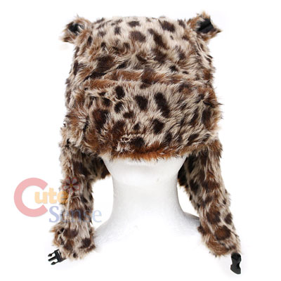 Leopard Lapland Hat Bomber Hat w/Ear  : (Teen-Adult)