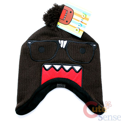 Domo Kun Nerd Knitted Laplander Hat Beanie w/ Furry Ball (Teen / Adult)