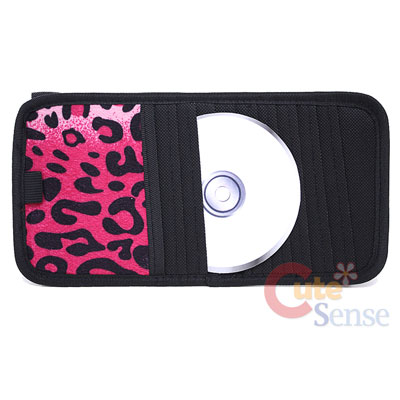 Pink Leopard Plush 10 CD  Visor Organizer