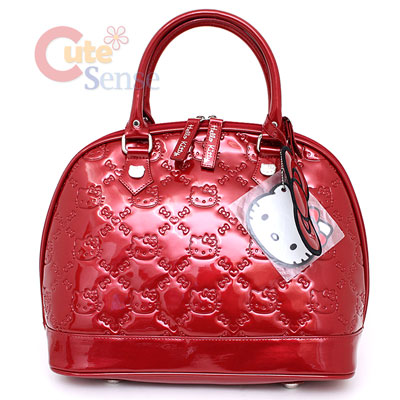 Loungefly  Kitty Patent  on Sanrio Hello Kitty Embossed Hand Bag   Metallic Red Loungefly Bag