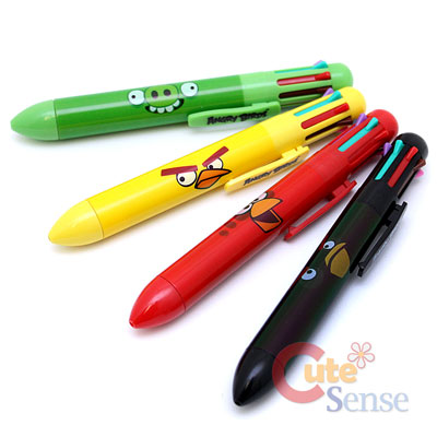 Angry Brids 8 color Retractable Ballpoint Pens 4PC Set