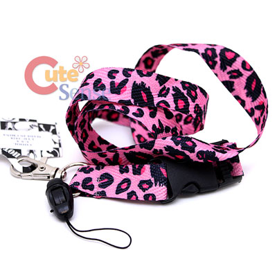 Pink Leopard Animal  Key ,  ID Lanyard