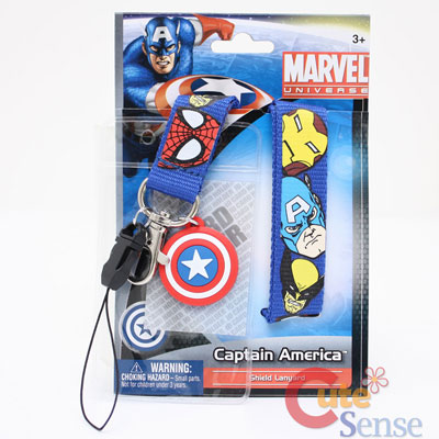 Marvel Heroes Captain America Shield Lanyard KeyChain with ID Pocket