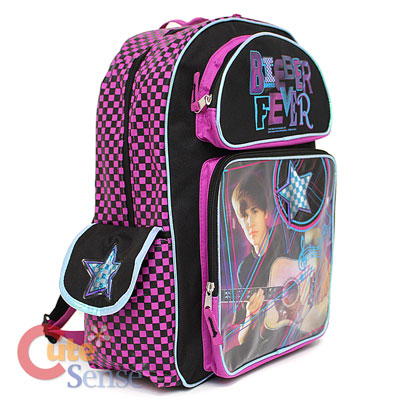 School Side Bags on Justin Bieber School Backpack16  Large Bag Bieber Fever Purple