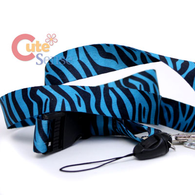 Zebra Black & Blue Animal  Key Chain  ID Holder Lanyard